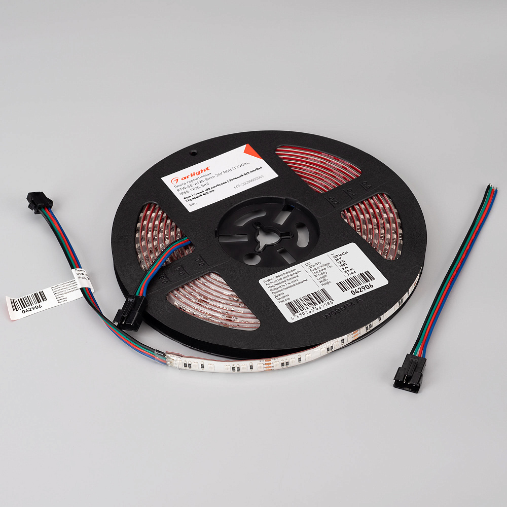 Arlight RTW A120 — Гибкая светодиодная лента — RGB [каналы: 3; исполнение: SE; герметизация: Силикон, заливка сверху прозр. округл. - SE; высота, мм: 3.0; питание, В: 24.0; ширина, мм: 8.0]