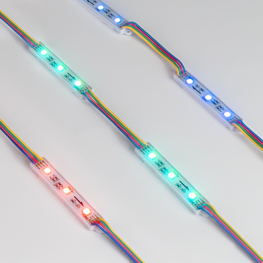 Arlight SPI-B3 — герметичные светодиодные модули, RGB, SMD 5060, 12 В, SPI, P9883, с разъёмом