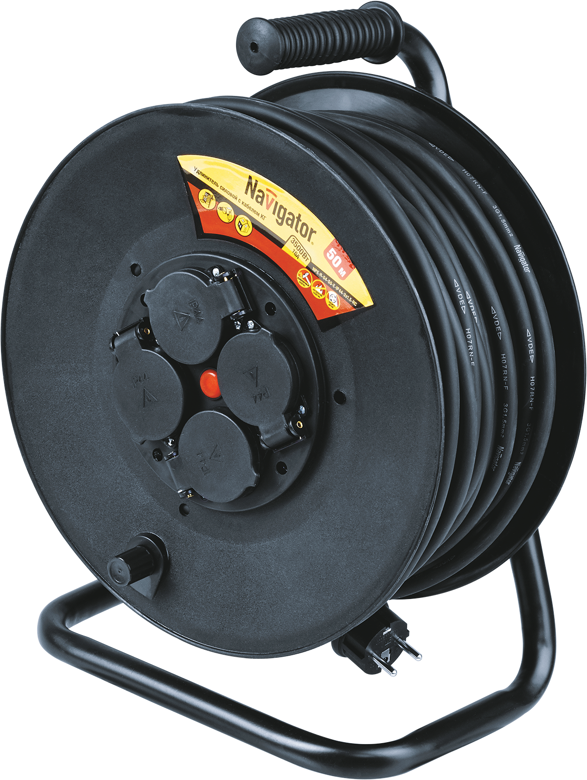 Удлинитель Navigator 71 517 NPE-R-04-50-E-IP44-3x1.5-RC катушка 4гн с/з, кг,