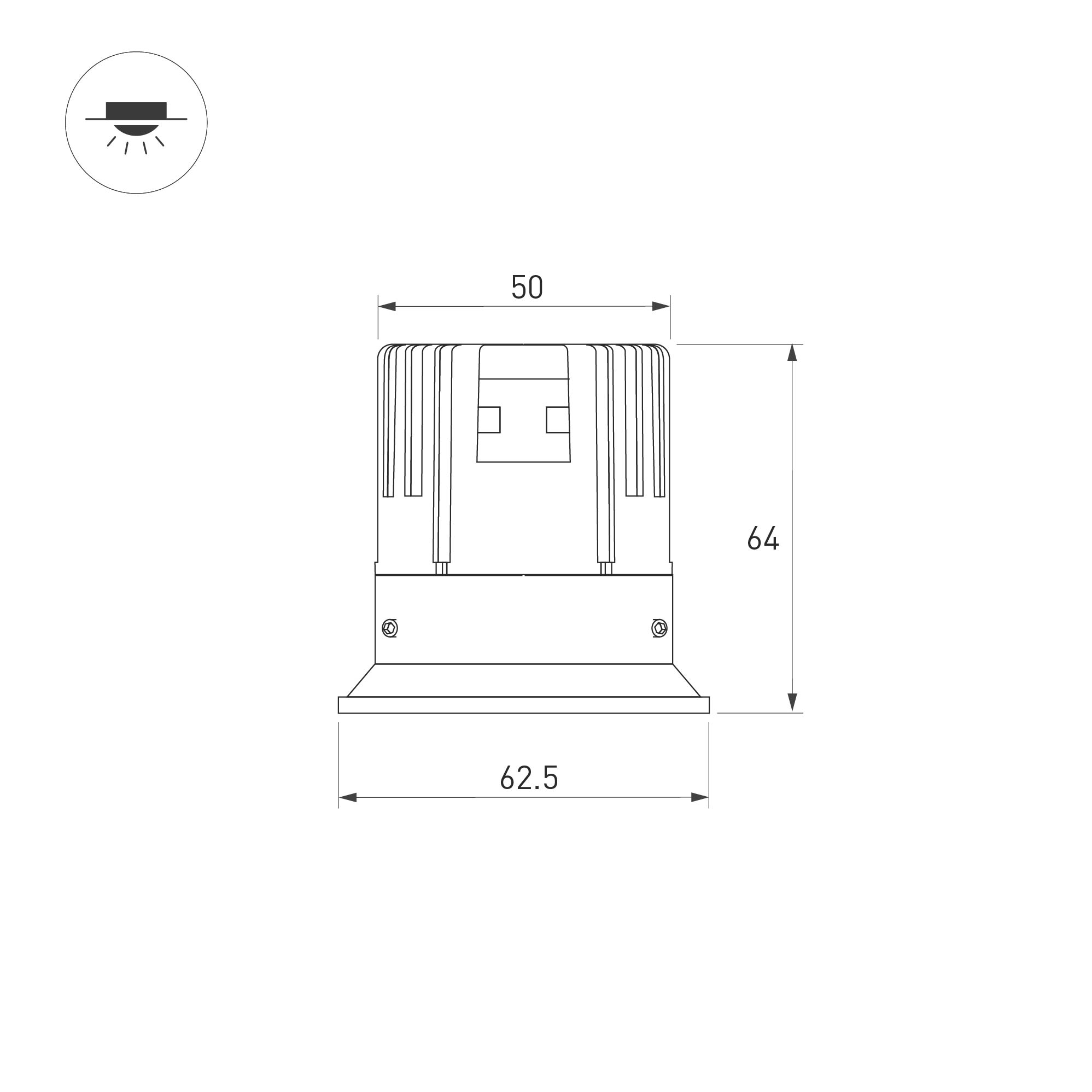 Светильник встраиваемый DL-VEILA-R63-8W Day4000 (Белый RAL9003, A44x46 deg, 230V) (Arlight, IP20 Металл, 5 лет)