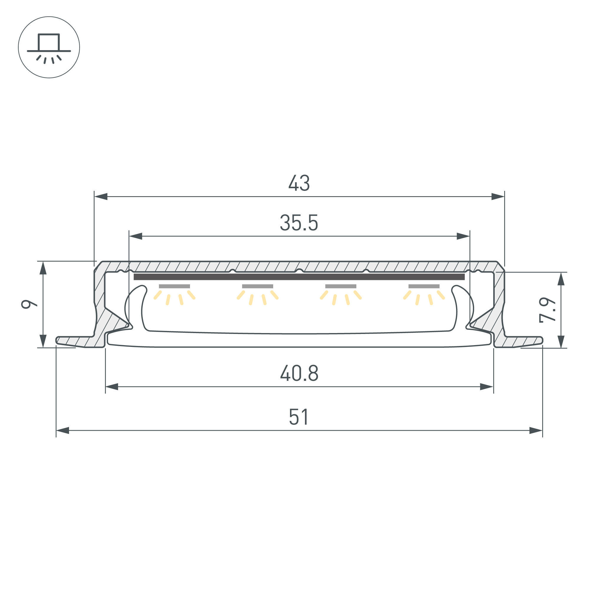 Arlight SL-LINIA40-F-H9 — Профиль (Встраиваемый)