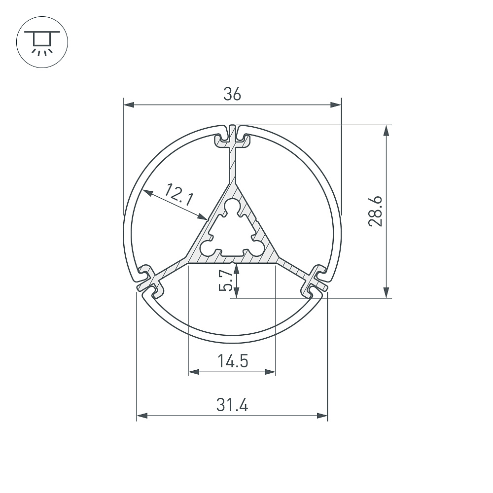 Arlight ROUND-D36-360 — Профиль (Подвесной)