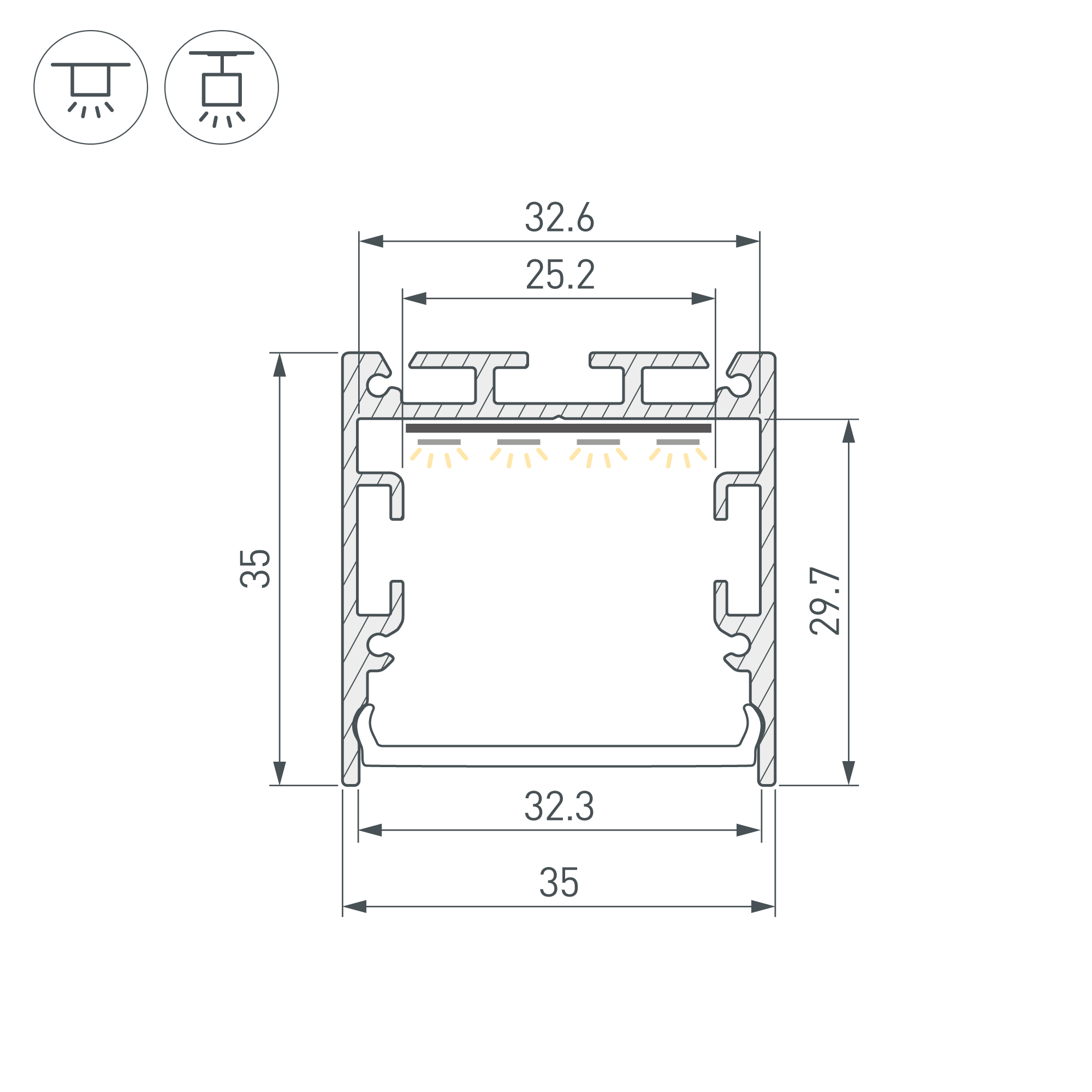 Профиль SL-LINE-3535-3000 WHITE с рефлектором (Arlight, Алюминий)