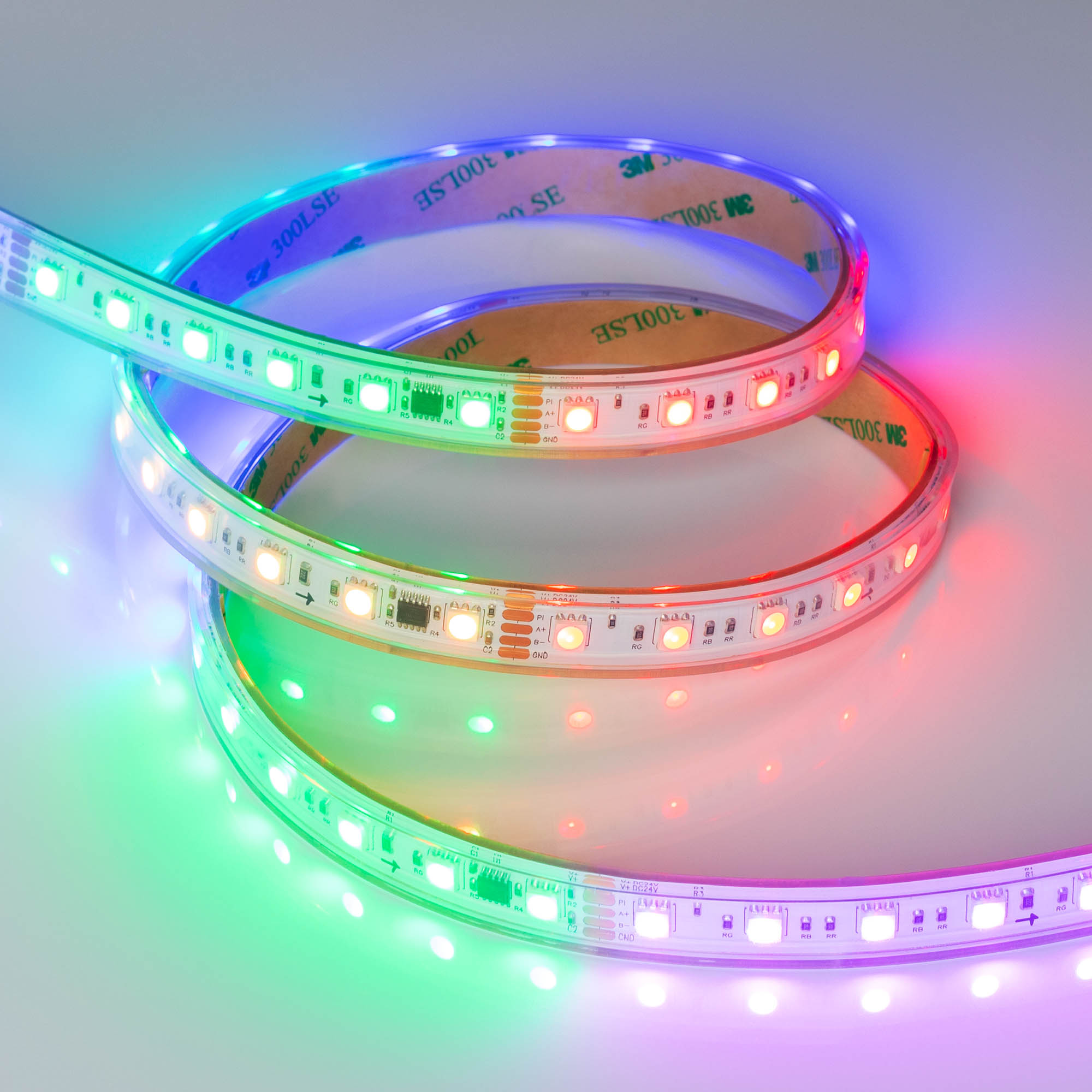 Arlight DMX B60 — Гибкая светодиодная лента — DMX_RGB [каналы: 30; исполнение: PS; протокол: DMX; герметизация: Силикон, экструзия прозр. прямоуг. - PS; высота, мм: 5.0; питание, В: 24.0; ширина, мм: 15.0]