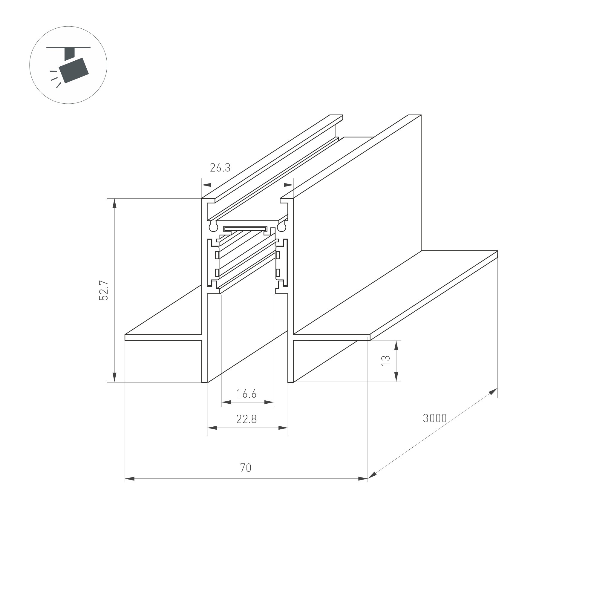 Шинопровод (трек) Трек встраиваемый MAG-ORIENT-TRACK-2653-FDW-3000 (Белый, FLAT) (Arlight, IP20 Металл, 3 года)