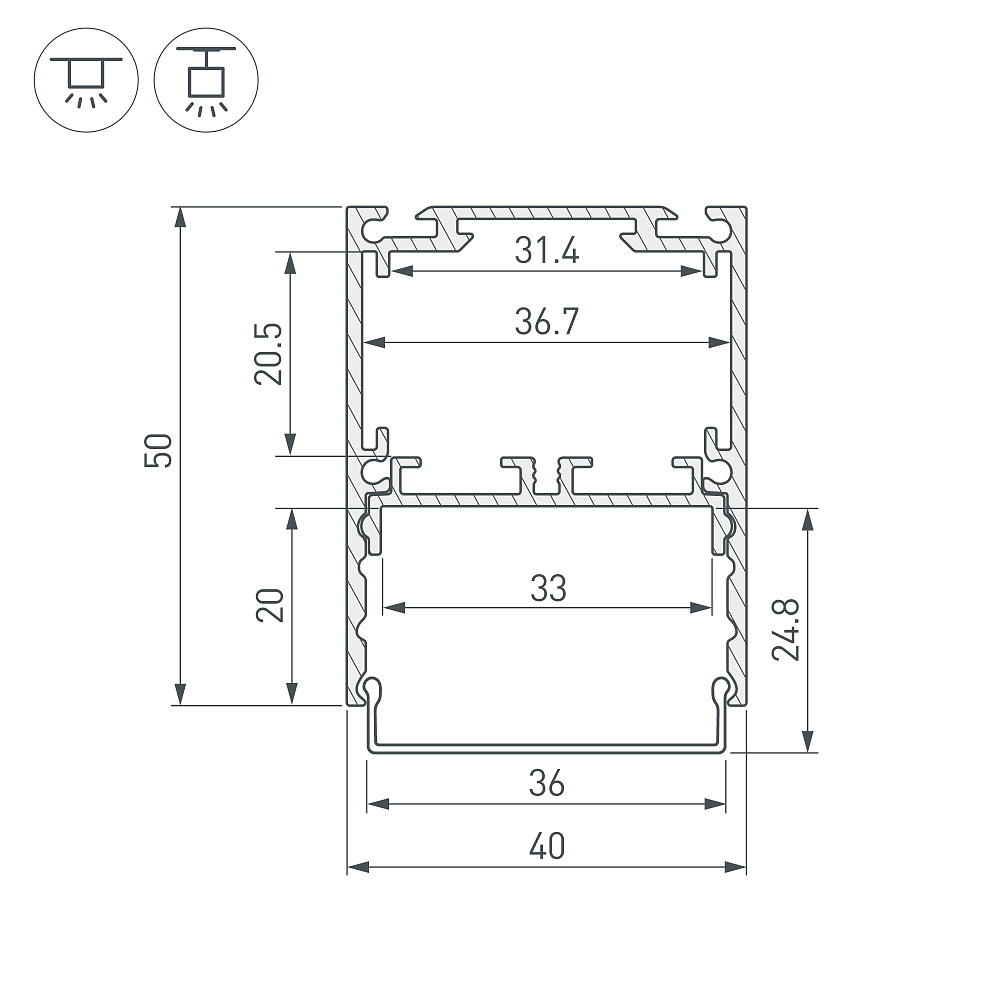 Arlight SL-LINE-4050-3L — Профиль (Накладной) (с отдельным аксессуаром: Подвесной)