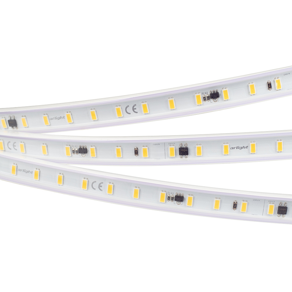 Arlight ARL C72 — Гибкая светодиодная лента — MONO [каналы: 1; исполнение: PV; герметизация: ПВХ, экструзия прозр. прямоуг. - PVC; высота, мм: 6.0; питание, В: 230.0; ширина, мм: 15.5]