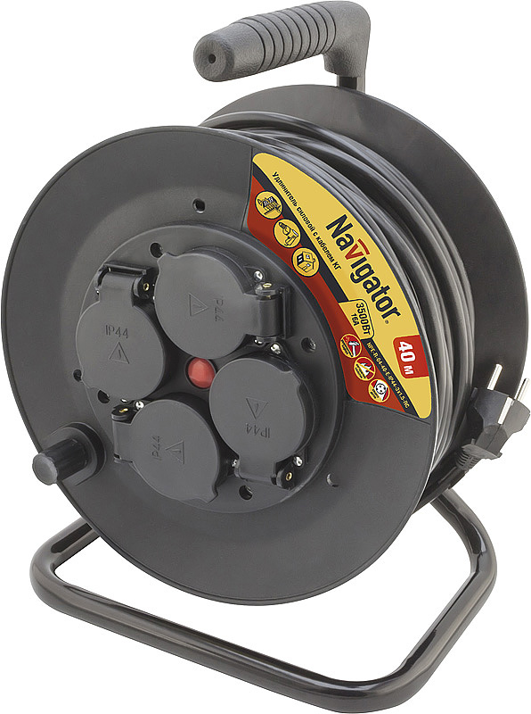 Удлинитель Navigator 71 516 NPE-R-04-40-E-IP44-3x1.5-RC катушка 4гн с/з, кг,