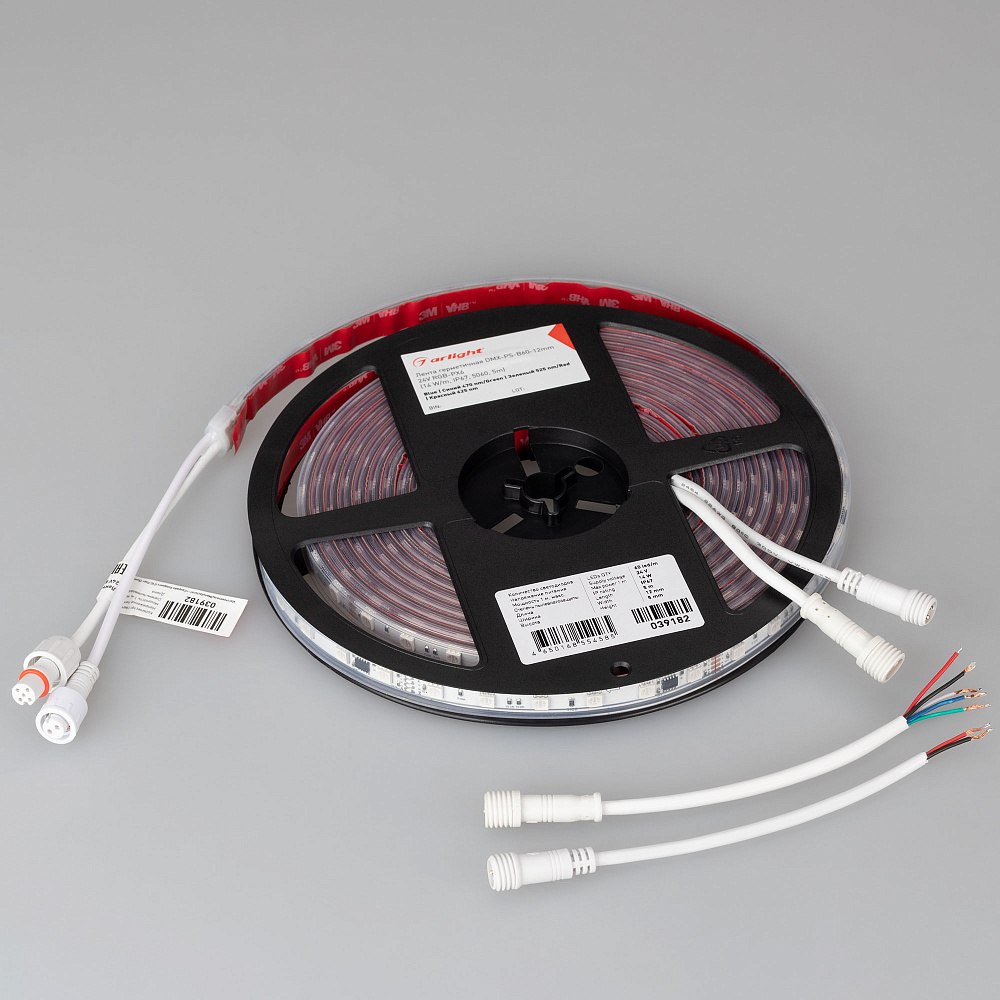 Arlight DMX B60 — Гибкая светодиодная лента — DMX_RGB [каналы: 30; исполнение: PS; протокол: DMX; герметизация: Силикон, экструзия прозр. прямоуг. - PS; высота, мм: 5.0; питание, В: 24.0; ширина, мм: 12.0]