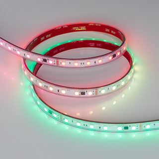 Arlight DMX B60 — Гибкая светодиодная лента — DMX_RGB [каналы: 30; исполнение: PS; протокол: DMX; герметизация: Силикон, экструзия прозр. прямоуг. - PS; высота, мм: 5.0; питание, В: 24.0; ширина, мм: 12.0]