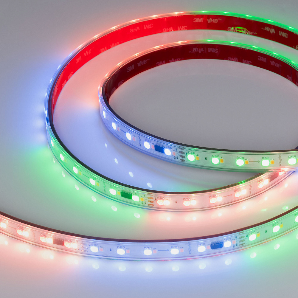 Arlight SPI BA120 — Гибкая светодиодная лента — SPI_RGBW [каналы: 40; исполнение: P; протокол: SPI; герметизация: Силикон, трубка прозр. прямоуг. - P; высота, мм: 4.5; питание, В: 24.0; ширина, мм: 14.4]