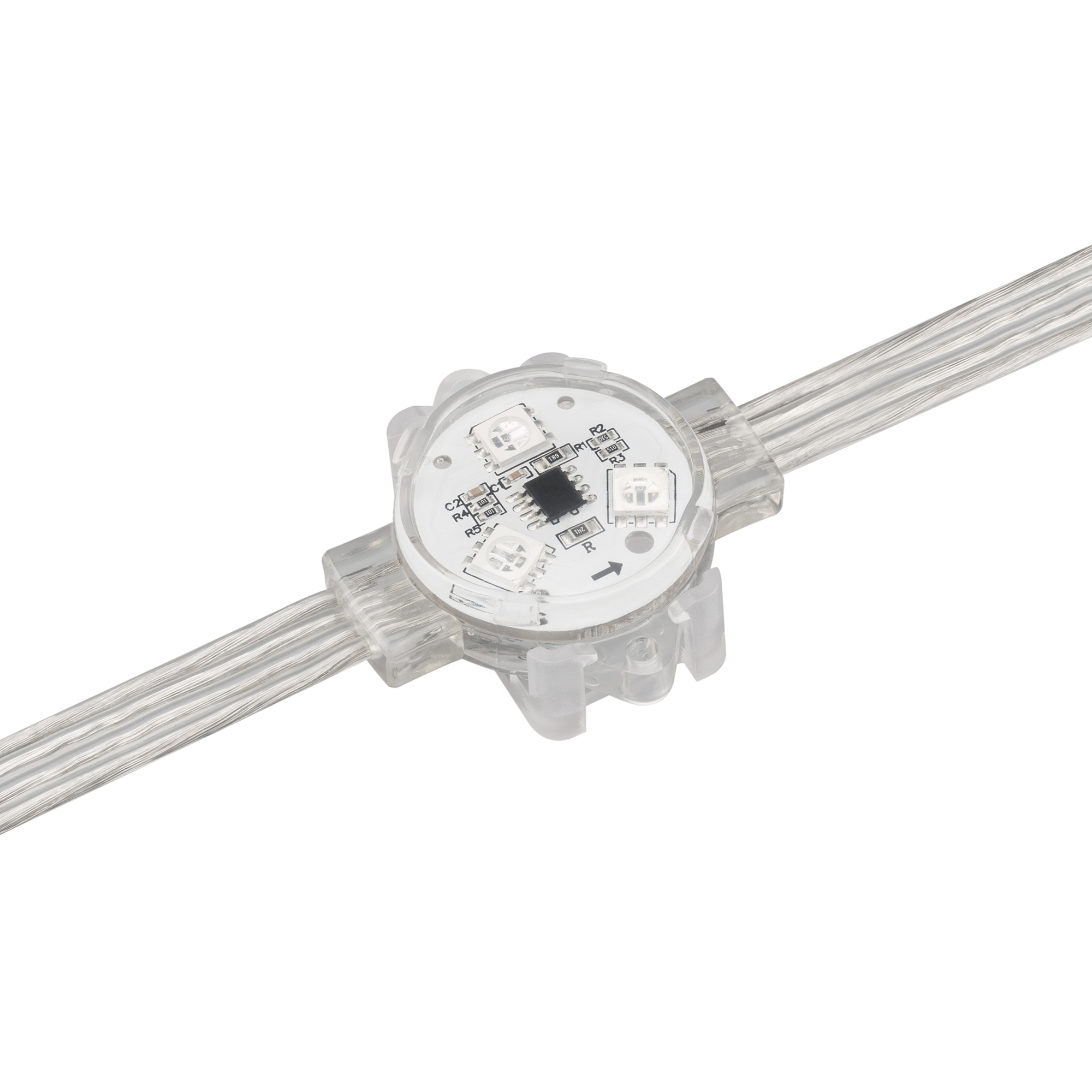 Arlight VISOR-SPI-5060 — герметичные светодиодные модули, RGB, SMD 5060, 12 В, SPI, SM16703, с разъёмом, обход пикселя, с держателем