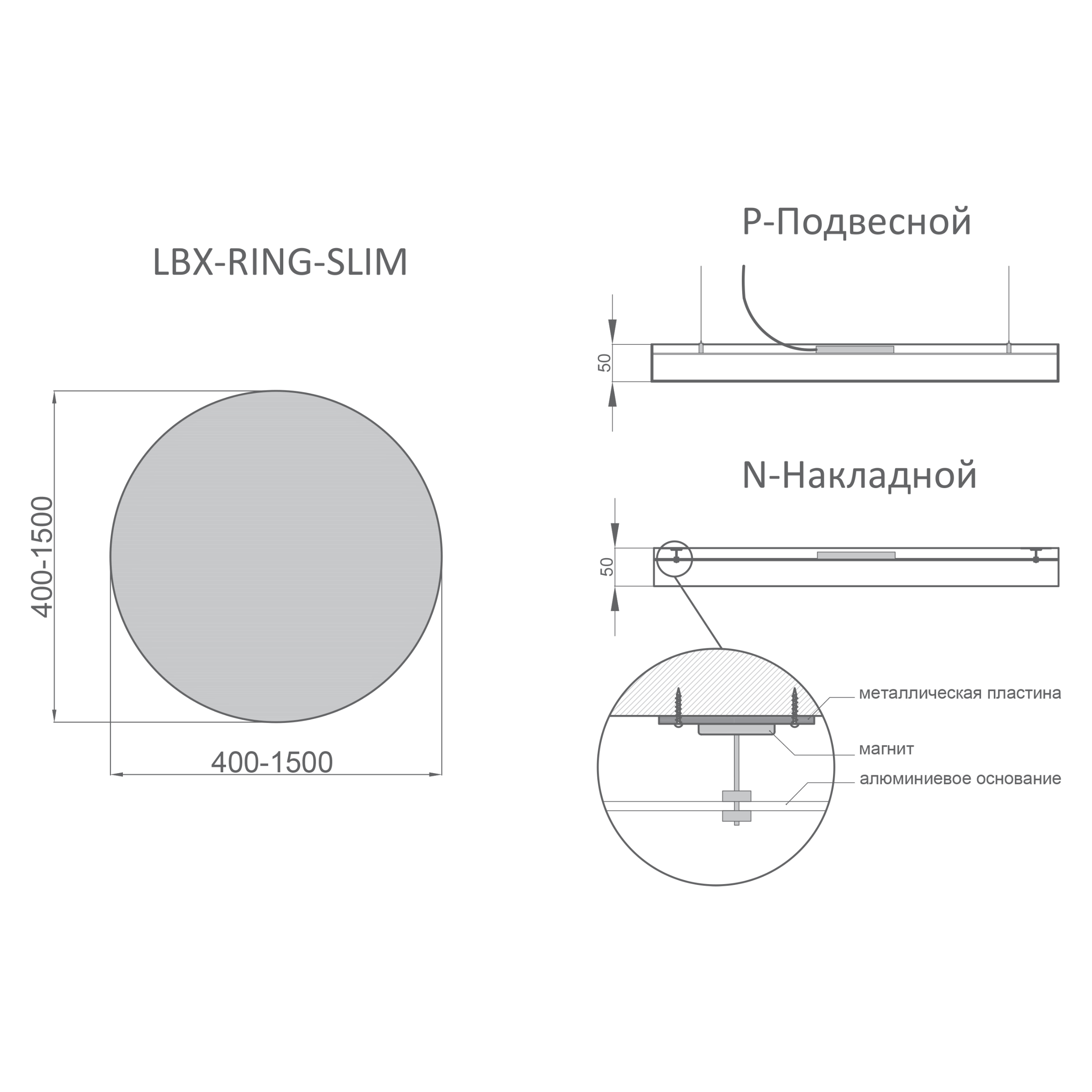 Светильник RVE-LBX-RING-SLIM 500x500x50 мм. 4000K (Нейтральный белый)