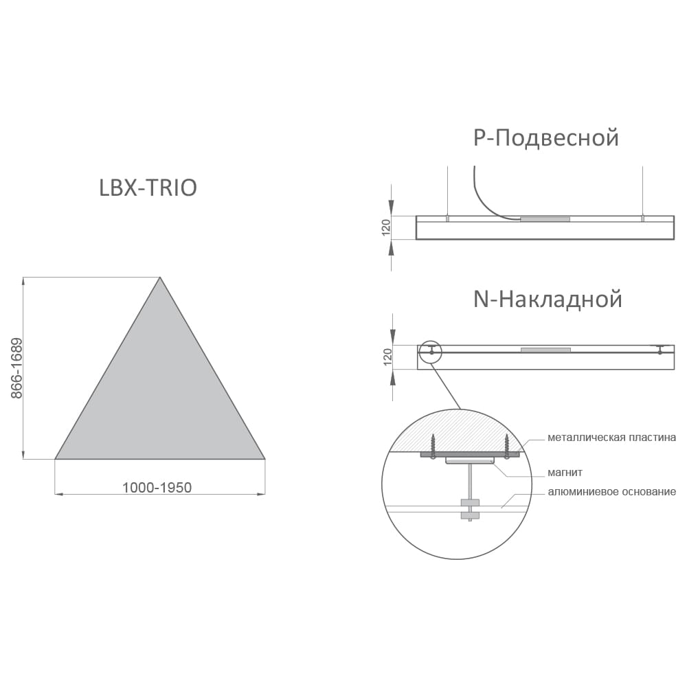 RVE-LBX-TRIO 700x606x100 мм. 4000K