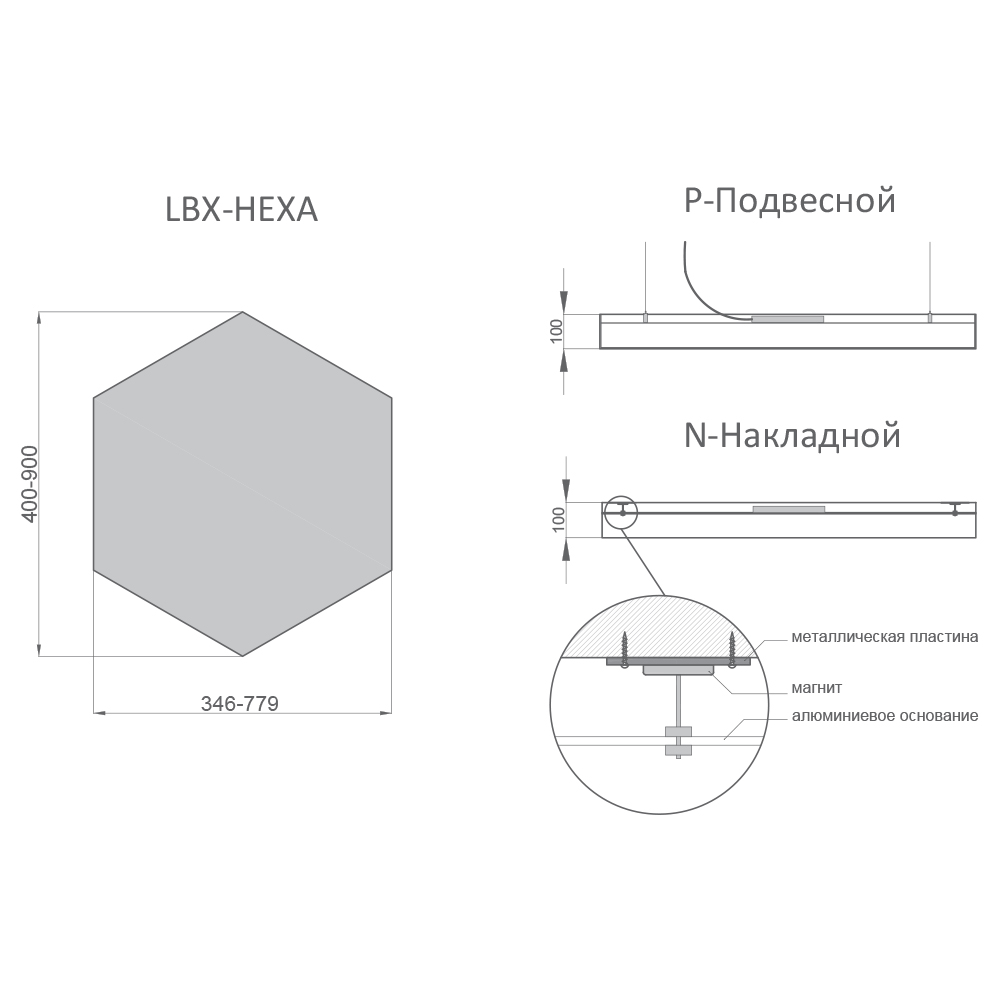 RVE-LBX-HEXA 1400x1212x120 мм. 3000K — Подвесной