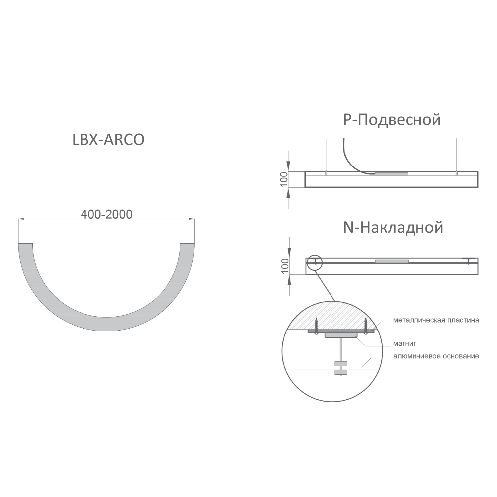 RVE-LBX-ARCO 800x400x100 мм. 5000K