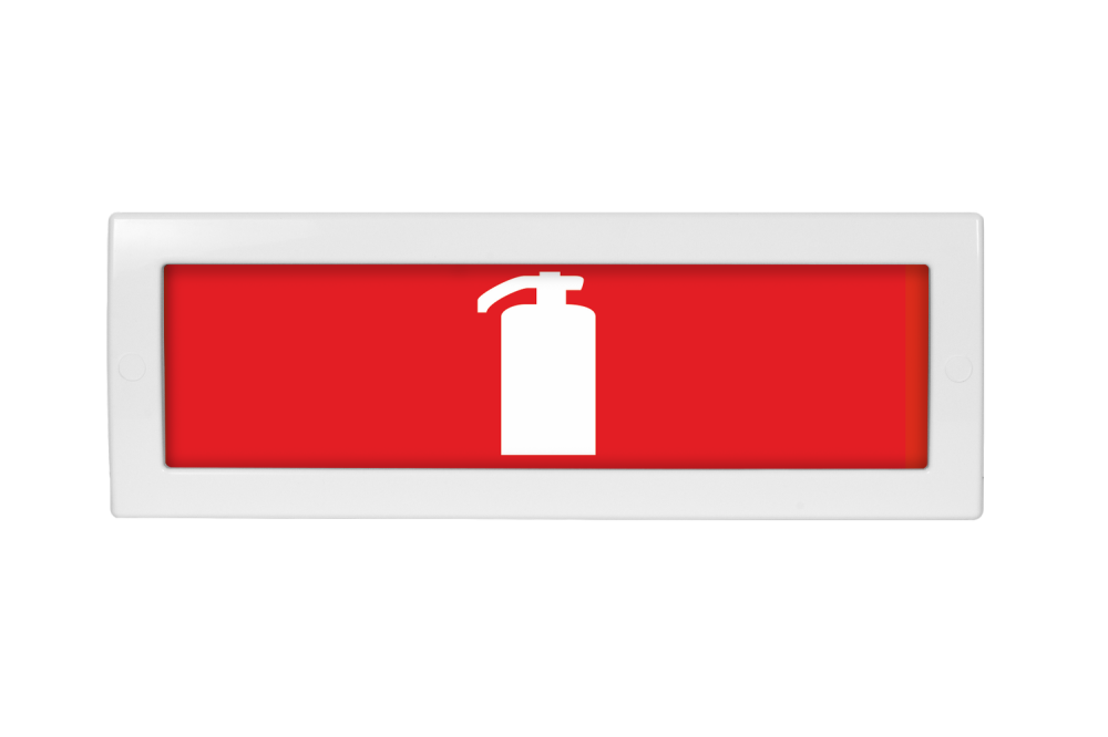 Световое табло Молния-24 (оповещатель охранно-пожарный, 24 В) (Огнетушитель (пиктограмма), кр.ф.)
