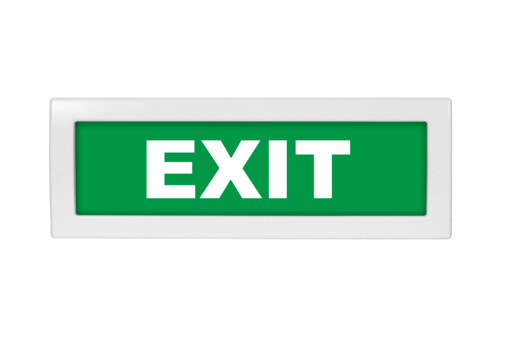 Световое табло Молния-12 (оповещатель охранно-пожарный, 12 В) (Exit, зел.ф.)
