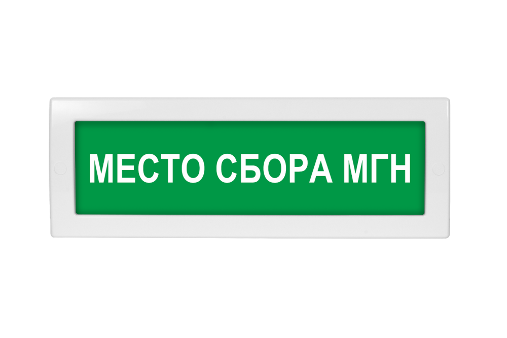 Световое табло Молния-24 (оповещатель охранно-пожарный, 24 В) (Место сбора МГН, зел.ф.)