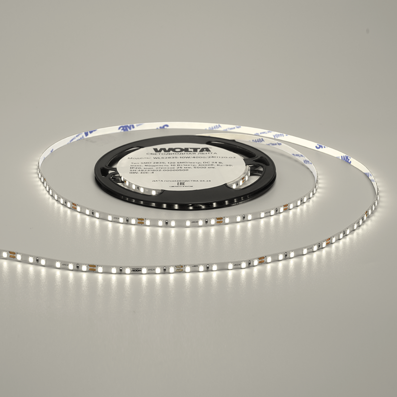 Светодиодная лента WOLTA WLS2835-10W/3000/24H120-03 SMD2835 10Вт 3000К 24В IP20 120 led/m