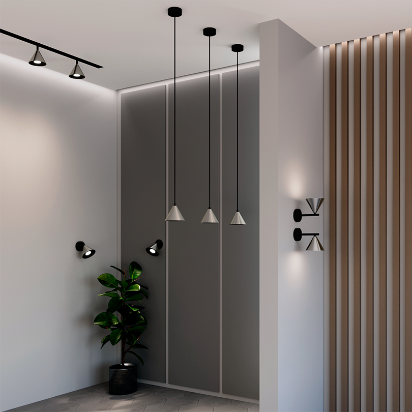 Трековый светильник WOLTA WTL-GU10/08CH под лампу GU10 Черный / Серый BELLO
