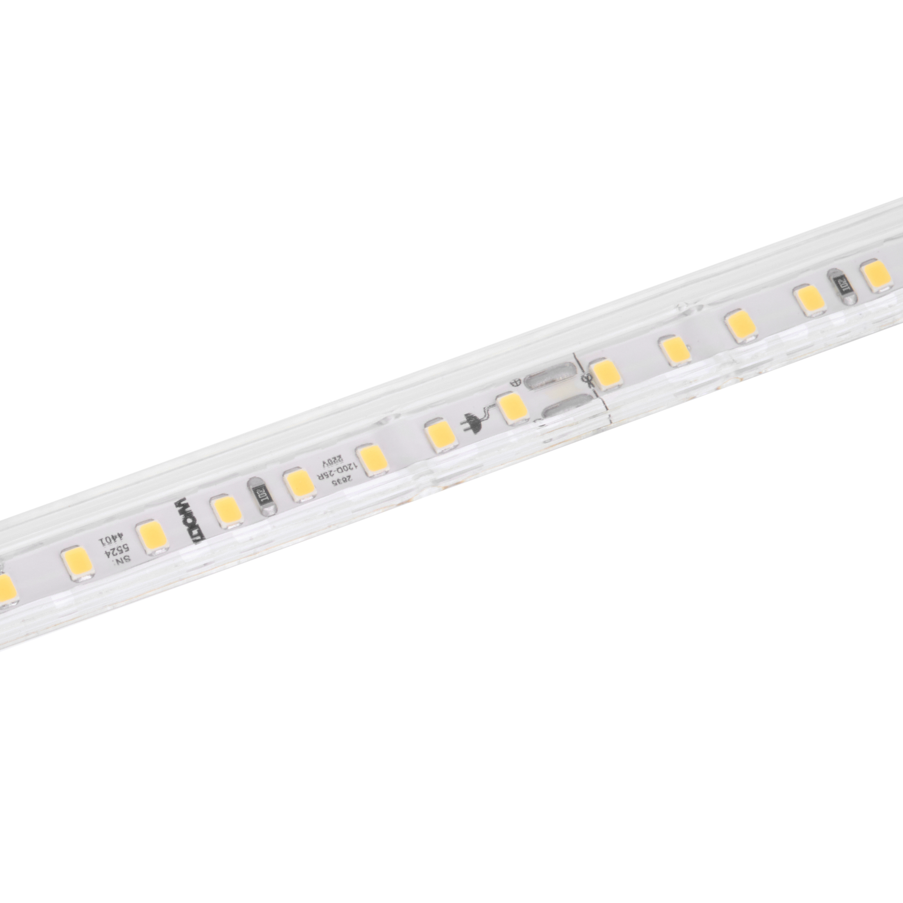 Светодиодная лента герметичная WOLTA WLS-220V-2835-10W/4000/S120 220В SMD2835 120led/м 10Вт/м 750лм/м 4000К IP65. Бобина 50 м., в комплекте: сетевой шнур, 2 заглушки, 2 коннектора, 2 фикс. клипсы.