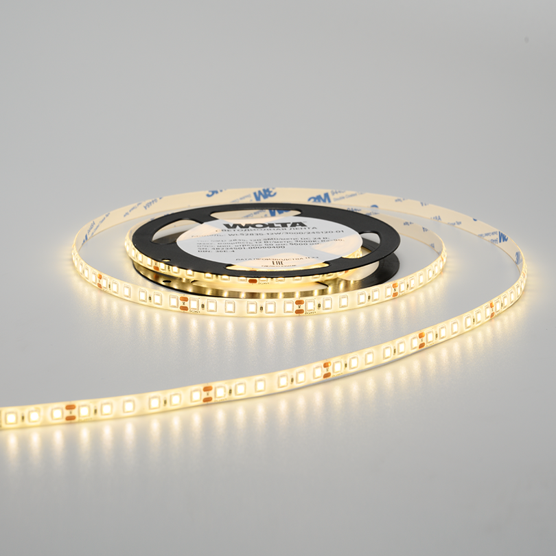 Светодиодная лента WOLTA WLS2835-12W/3000/24S120-01 SMD2835 12Вт 3000К 24В IP65 120 led/m