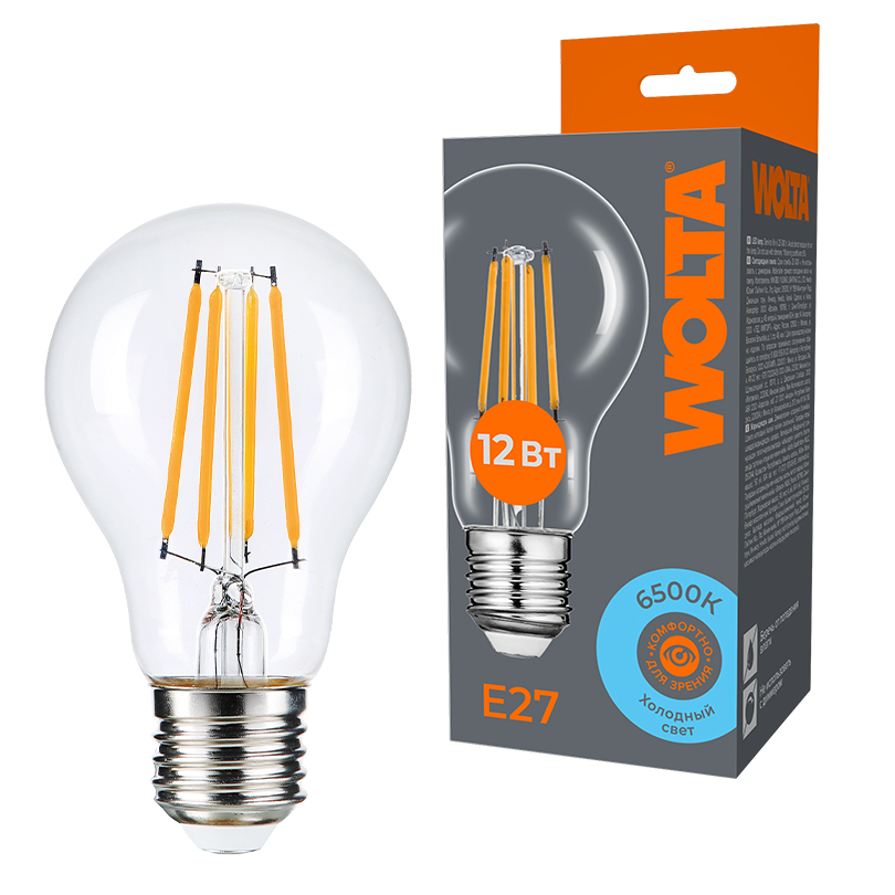 Светодиодная лампа WOLTA FILAMENT WF-A60-12W6KE27 12Вт 6500K Е27