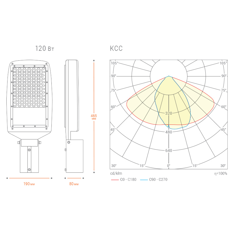 Уличный светильник WOLTA STL-120W03 120Вт 5700К IP65