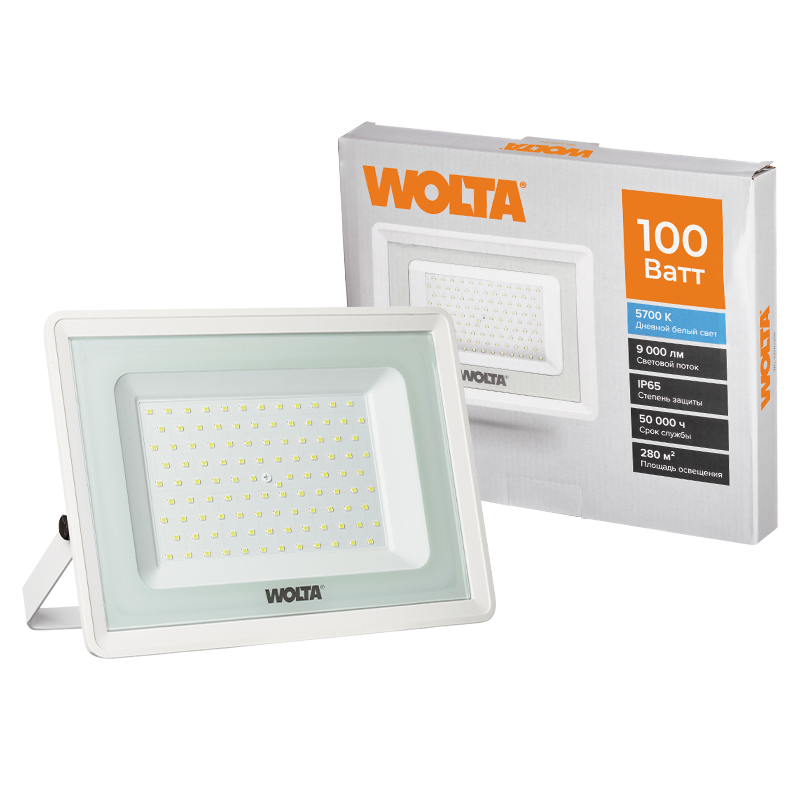 Светодиодный прожектор WOLTA WFL-100W/06W 100Вт 5700К IP65 9000лм белый