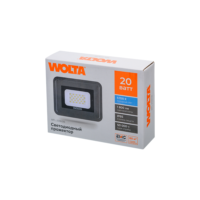 Светодиодный прожектор WOLTA WFL-20W/06 20Вт 5700К IP65
