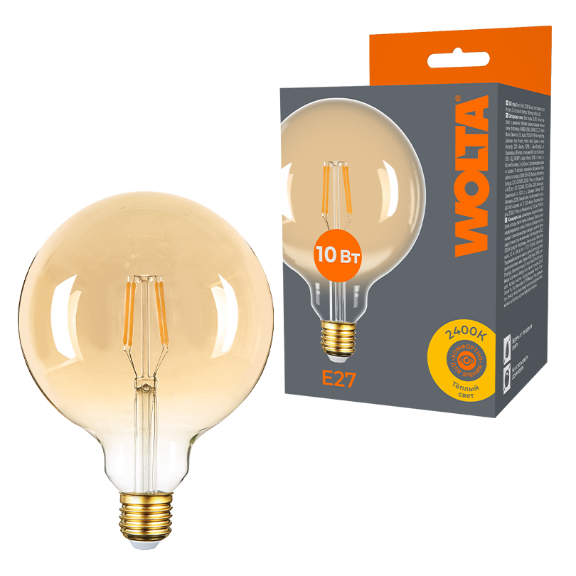 Светодиодная лампа WOLTA FILAMENT WF-G125-10W2.4KE27 10Вт 2400K Е27