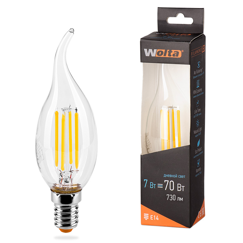 Светодиодная лампа WOLTA FILAMENT 25SCDFT7E14 7Вт 4000K Е14