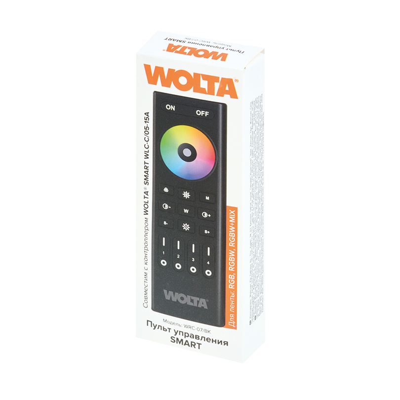Пульт WOLTA SMART WRC-07/BK для лент RGB, RGBW, RGBW+MIX, 4 зоны IP20 2,4ГГц черный
