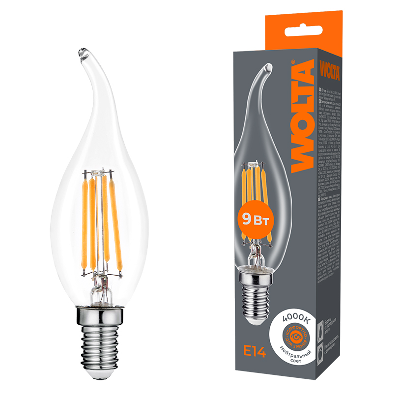 Светодиодная лампа WOLTA FILAMENT WF-CT35-9W4KE14 9Вт 4000K Е14