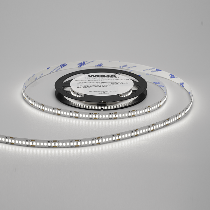 Светодиодная лента WOLTA WLS2835-24W/4000/12H240-01 SMD2835 24Вт 4000К 12В IP20 240 led/m