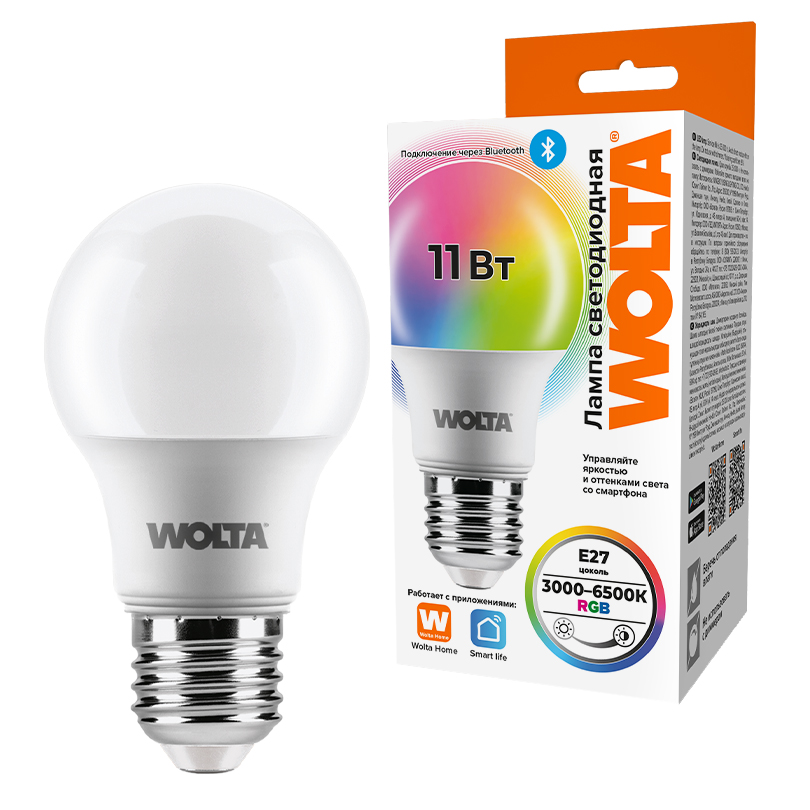Светодиодная лампа WOLTA SMART WSTD-A60-11WRGBE27-SH 11Вт RGB E27