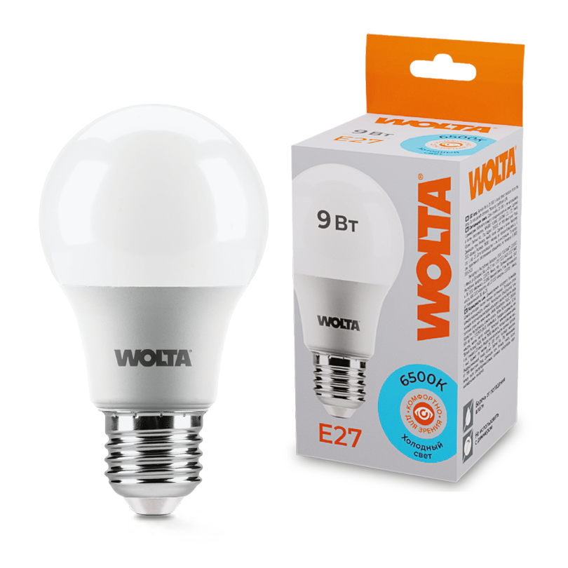 Светодиодная лампа WOLTA 25W60BL9E27 9Вт 6500К E27
