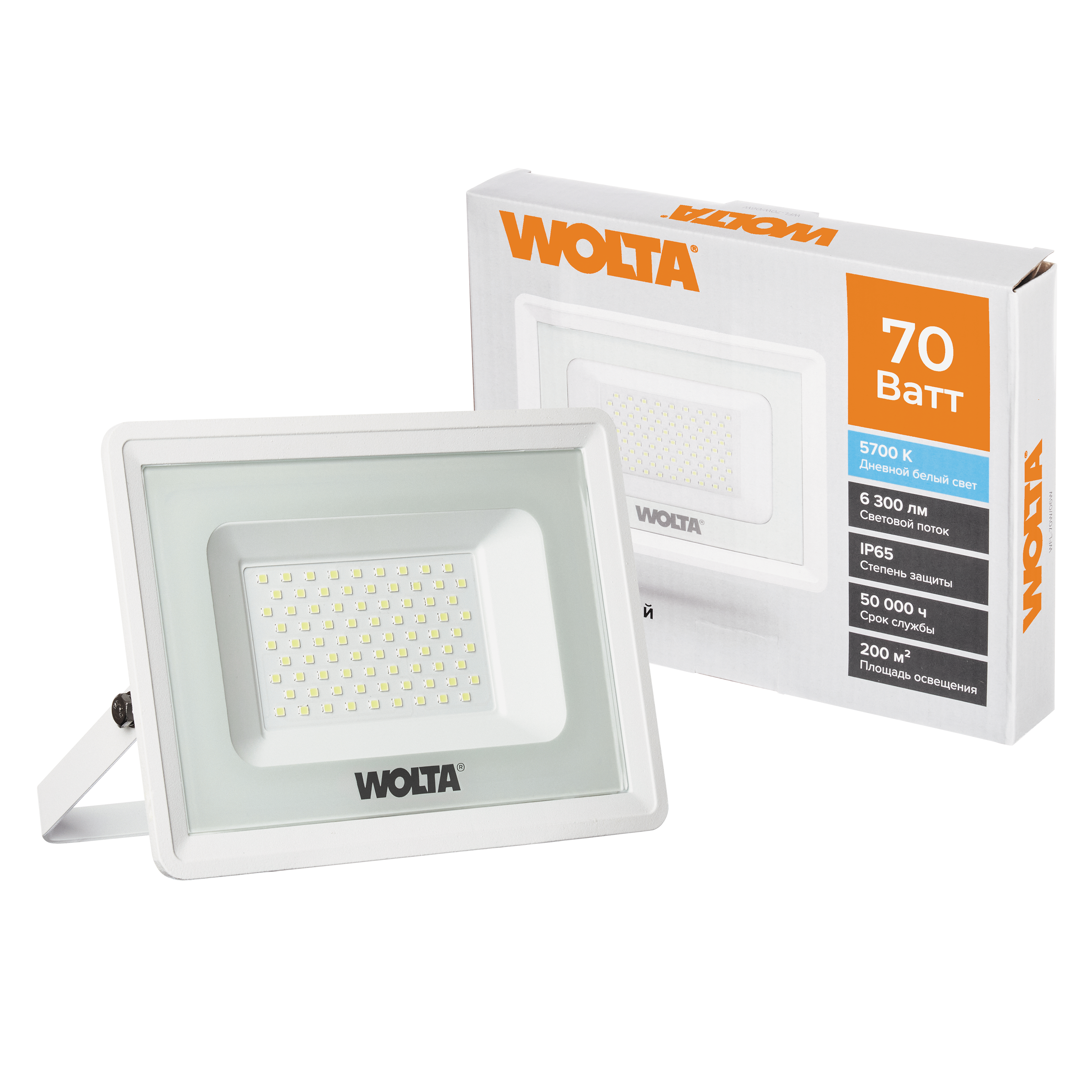 Светодиодный прожектор WOLTA WFL-70W/06W 70Вт 5700К IP65 6300лм белый