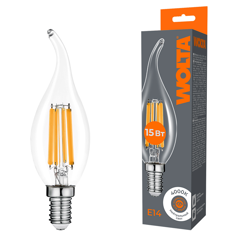 Светодиодная лампа WOLTA FILAMENT WF-CT35-15W4KE14 15Вт 4000K Е14