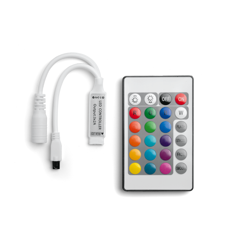 Контроллер WOLTA WLC-CP/04 с пультом мини для светодиодной ленты RGB разъем питания DC Jack МАМА 3-pin 5-24В