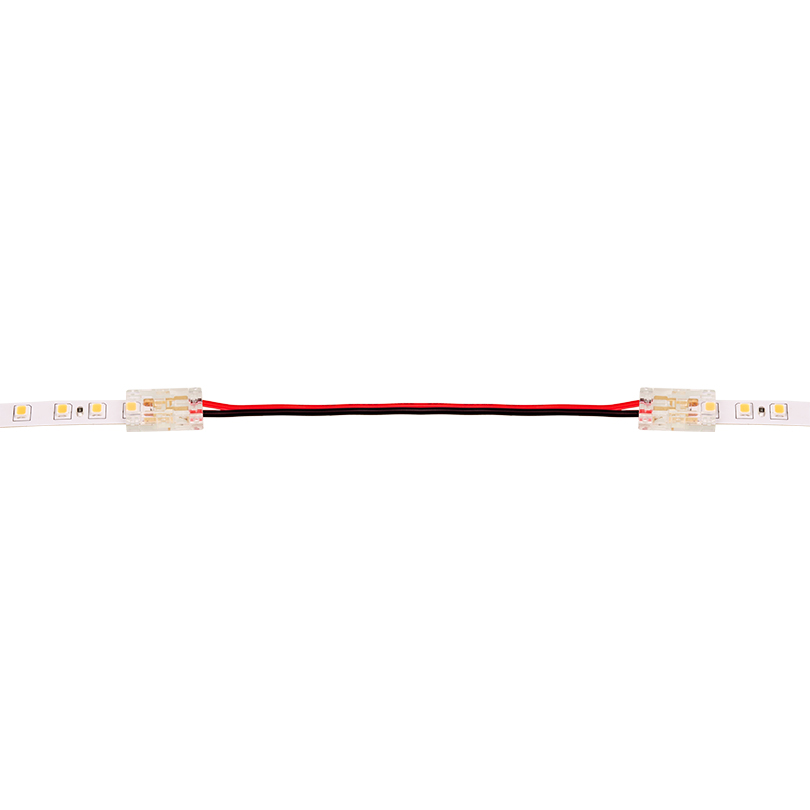 Коннектор WOLTA WLS-2PIN-8MM-MONO-2 выводной/последовательный для одноцветной SMD ленты шириной 8мм, провод 10см, комплект 3шт.