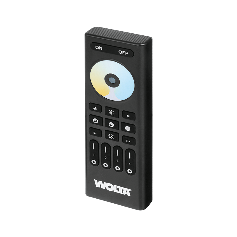 Пульт WOLTA SMART WRC-03/BK для лент MONO, CCT, 4 зоны IP20 2,4ГГц черный