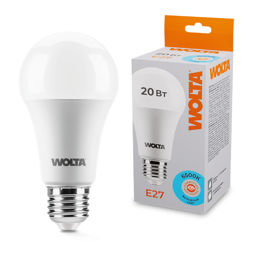 Светодиодная лампа WOLTA 25W65BL20E27 20Вт 6500К E27