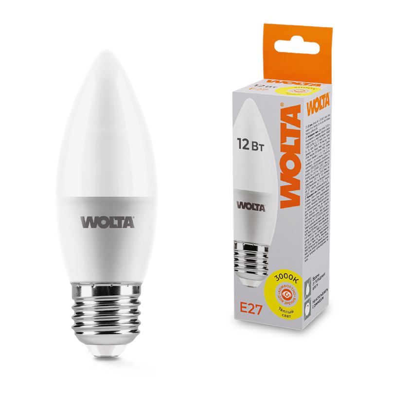 Светодиодная лампа WOLTA 25YC12E27 12Вт 3000K Е27