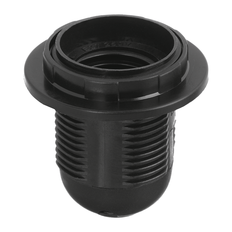 Патрон WOLTA WLH-008 E27 с кольцом, пластиковый, черный