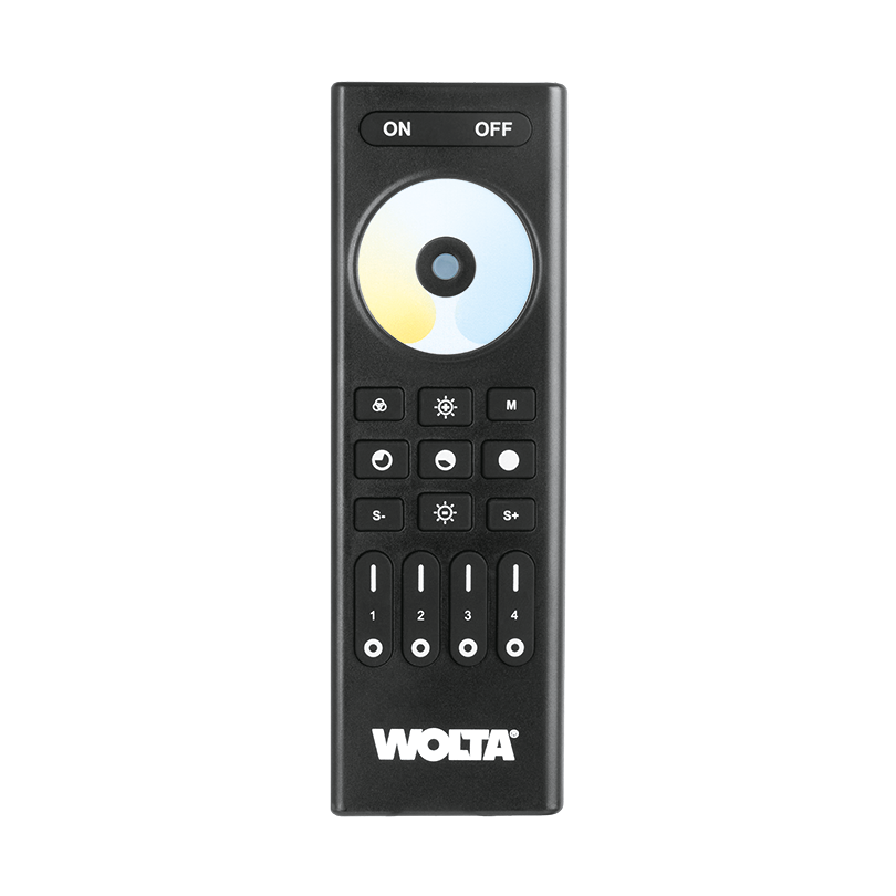 Пульт WOLTA SMART WRC-03/BK для лент MONO, CCT, 4 зоны IP20 2,4ГГц черный