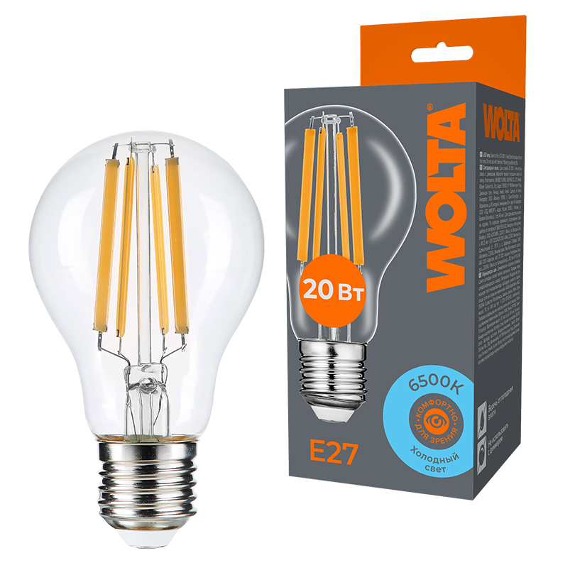 Светодиодная лампа WOLTA FILAMENT WF-A60-20W6KE27 20Вт 6500K Е27