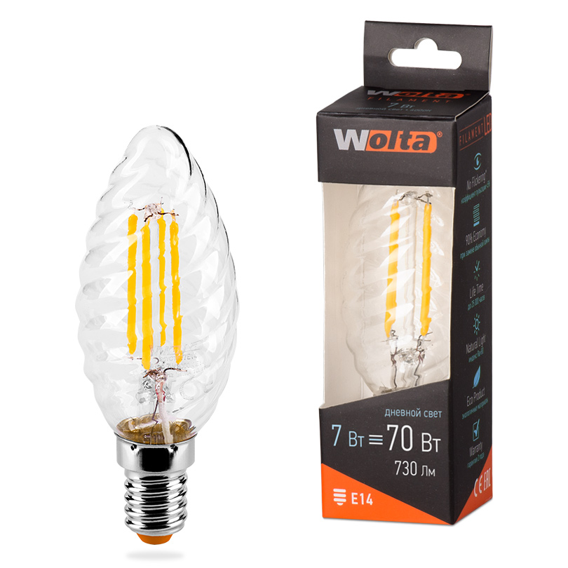 Светодиодная лампа WOLTA FILAMENT 25SCTFT7E14 7Вт 4000K Е14